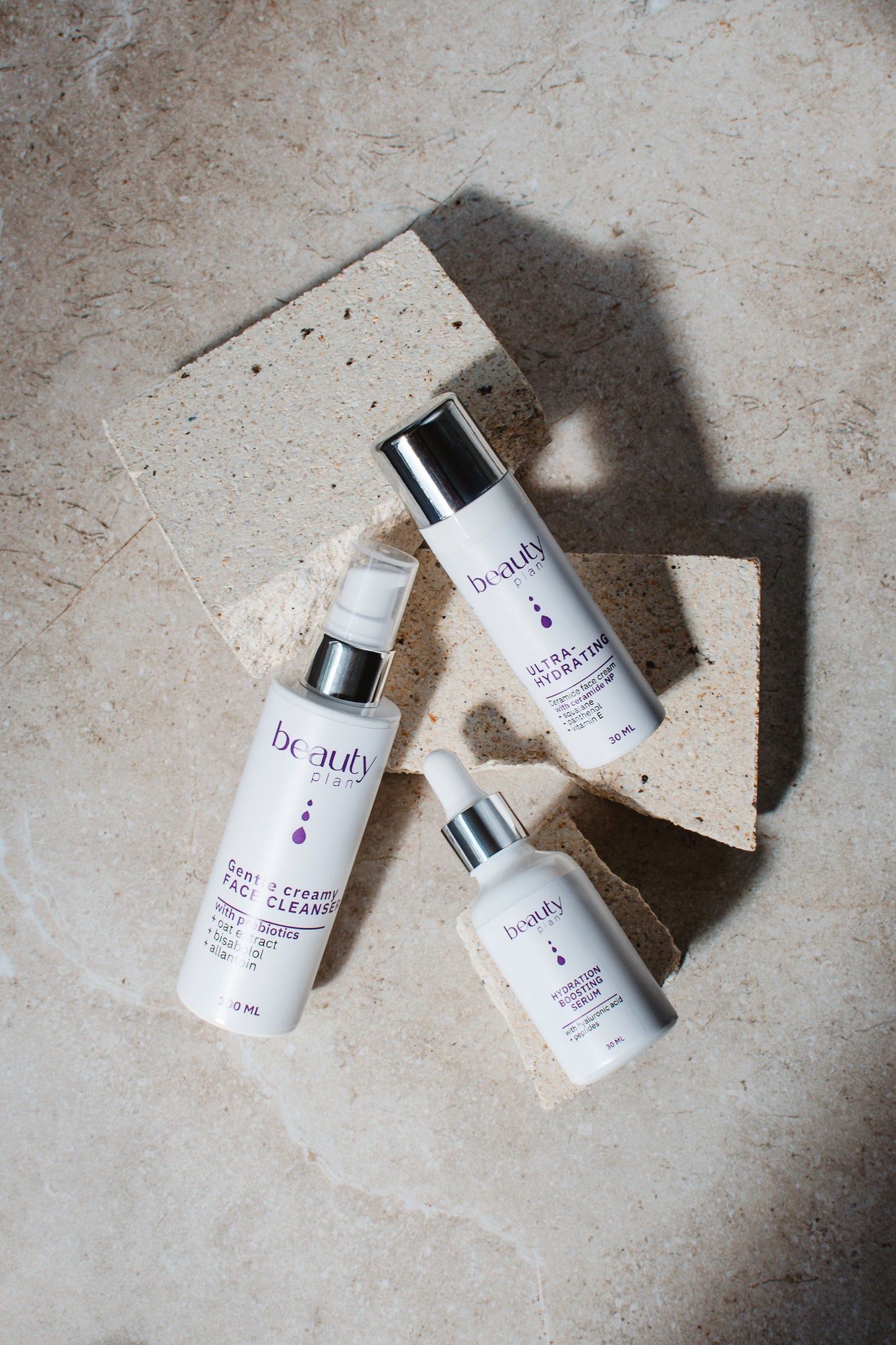 Rinkinys sausai ir brandžiai odai – prausiklis + serumas + kremas